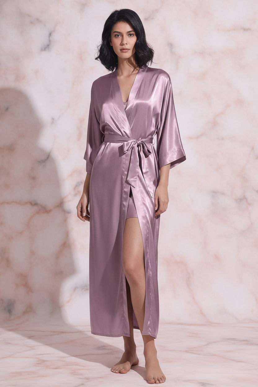 Elegant Satin Kimono Robe